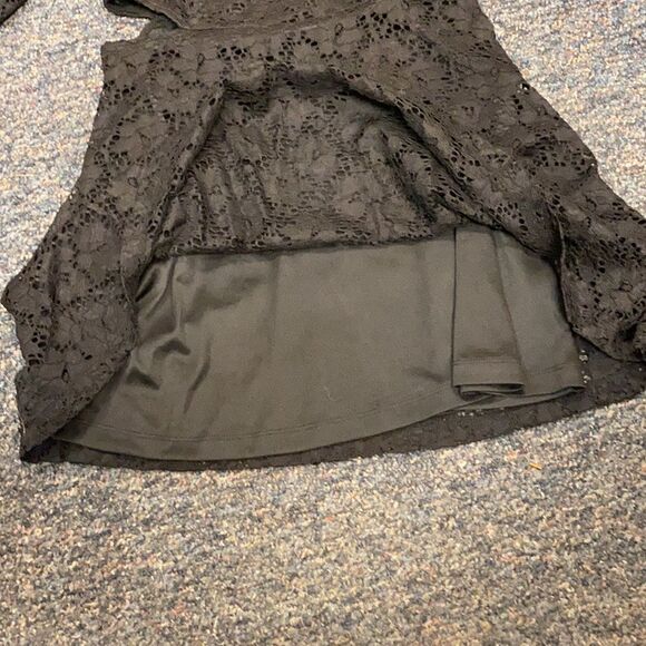 Black Lace Overlay Sexy Skater Dress sz. S - Picture 5 of 6